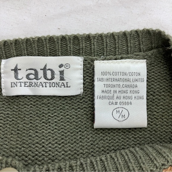 Vintage cottagecore granny cardigan knit green striped cotton multi colour - Picture 6 of 7